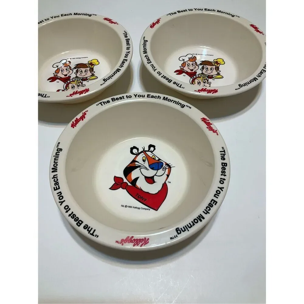 Three Piece Set Vintage 1995 Kellog’s Cereal Bowls. Tony the Tiger and Snap, Cra